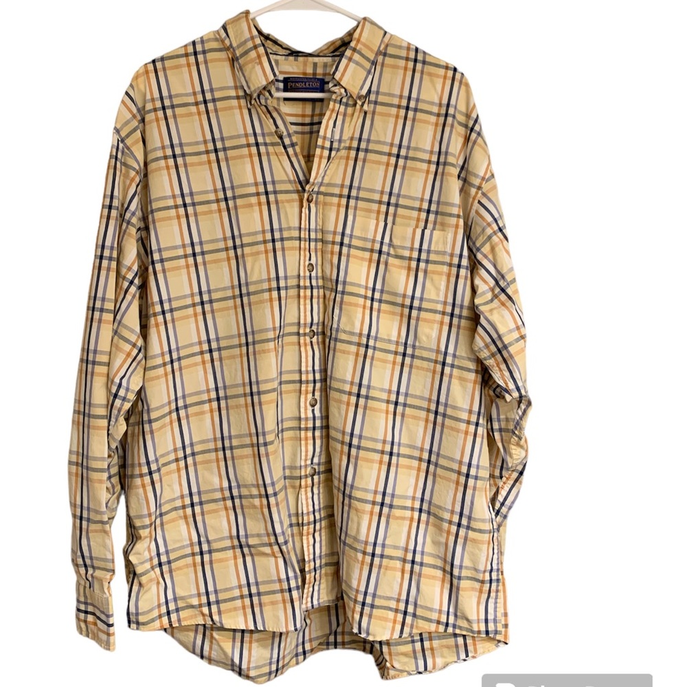 Pendleton mens XL 100% cotton long sleeve buttondown gold/yellow/blue
